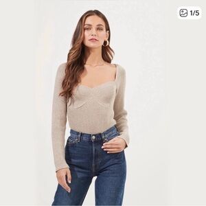 ASTR taupe ribbed sweater